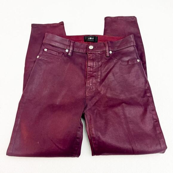 7 For All Mankind Red/Burgundy Straight Leg Skinny Denim Jeans Size 28 - Picture 4 of 8